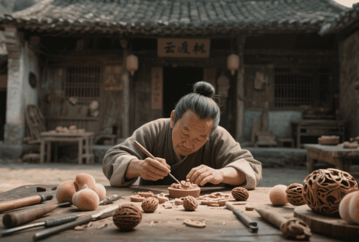 云渡桃雕